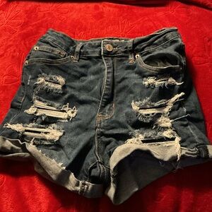 Rue21 Dark Blue Distressed Jean Shorts